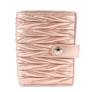 MIU MIU Matelasse Leather Bi-fold Wallet Metalic Pink 5MV016 Used