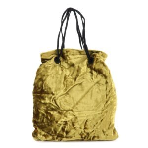 MIU MIU Satin Velour Suede Shoulder Bag Drawstring Bag Gold Black Used