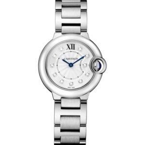 BALLON BLEU DE CARTIER, 28 MM, QUARTZ MOVEMENT, STEEL, DIAMONDS