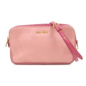 MIU MIU Leather Shoulder Bag Crossbody Bag Pink Used