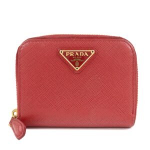 PRADA Triangle Logo Round Zippy Coin Case Red 1MO268 Used