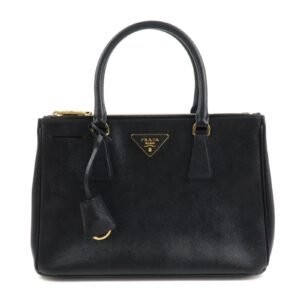 PRADA Triangle Logo Saffiano Leather 2WAY Hand Bag Black BN1801 Used