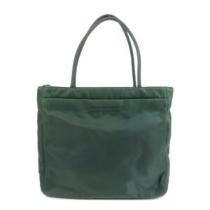 PRADA Triangle Logo Nylon Leather Tote Bag Green