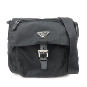 PRADA Triangle Logo Nylon Shoulder Bag Crossbody Bag Black