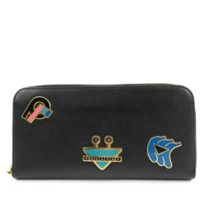 PRADA Logo Saffiano Leather Zippy Long Wallet Black 1ML506