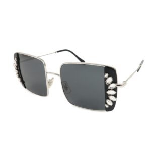 MIU MIU Metal Rhine Stone Sunglasses Black Silver 01E-580 46□19