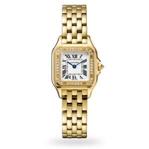 Cartier Panthère De Cartier Watch Medium Model, Quartz Movement, Yellow Gold, Diamonds-P17310970