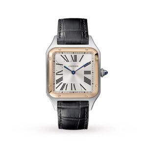 Cartier Santos-Dumont Watch Large Model, Quartz Movement, Pink Gold, Steel, Leather-P17311045