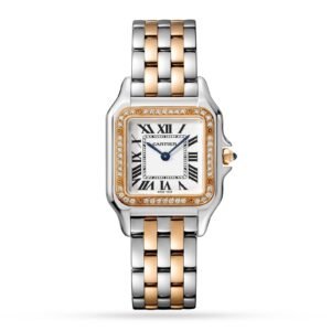 Cartier Panthère De Cartier Watch Medium Model, Quartz Movement, Rose Gold, Steel, Diamonds-P17310959