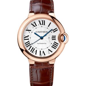 BALLON BLEU DE CARTIER, 36 MM, ROSE GOLD, LEATHER, SAPPHIRE