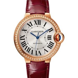 BALLON BLEU DE CARTIER, 36 MM, ROSE GOLD, LEATHER, DIAMONDS