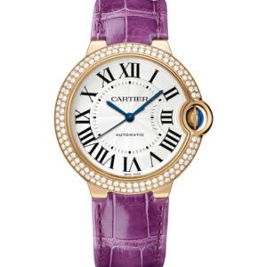 BALLON BLEU DE CARTIER, 36 MM, ROSE GOLD, LEATHER, SAPPHIRE, DIAMONDS