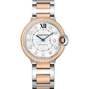BALLON BLEU DE CARTIER, 36 MM, ROSE GOLD AND STEEL, DIAMONDS