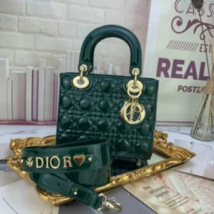 Lady Collection Dark green lacquered leather handbag