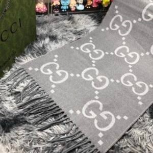 GG cashmere lamé jacquard scarf grey