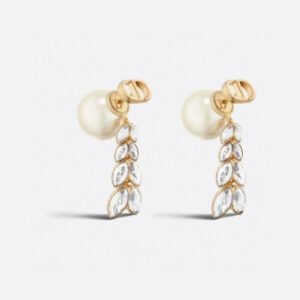 Pearl and leaf tassel earrings
