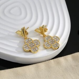 Vivienne Earrings, 3 Golds and Diamonds