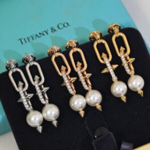 Tiffany Titan by Pharrell Williams Pearl Earrings in Yellow Gold with Diamonds