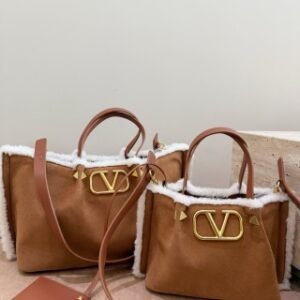 Valentino Suede Lambswool Tote Bag