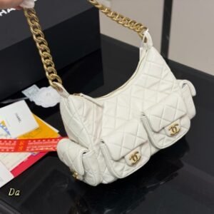 Chanel 25C white hobo bag